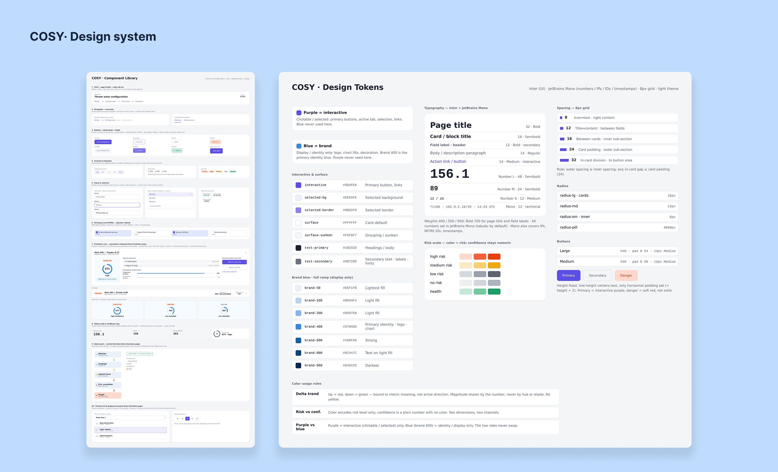Cosy design system: tokens and the component library that uses them